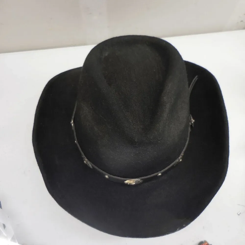 Mens Turner Hat Company 100% Wool Cheyenne Black Western Cowboy Hat 7 1/4-7 3/8